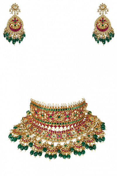 22kt gold plated floral necklace set