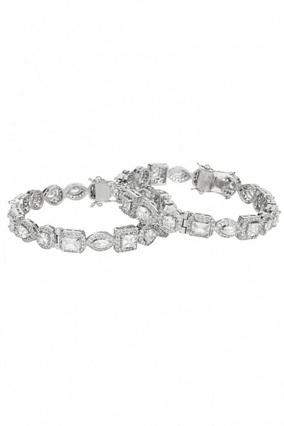 Silver diamond embellished bracelets