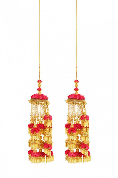 Gold and red floral kaleeras