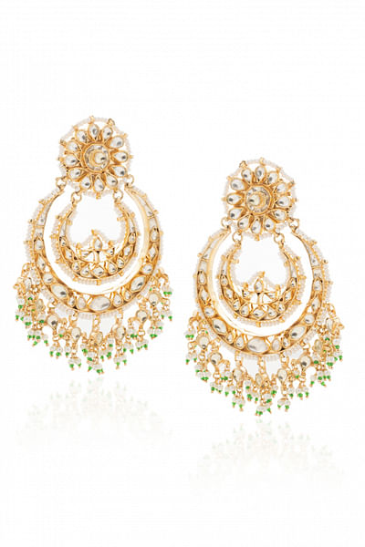 Gold kundan chaandbali earrings