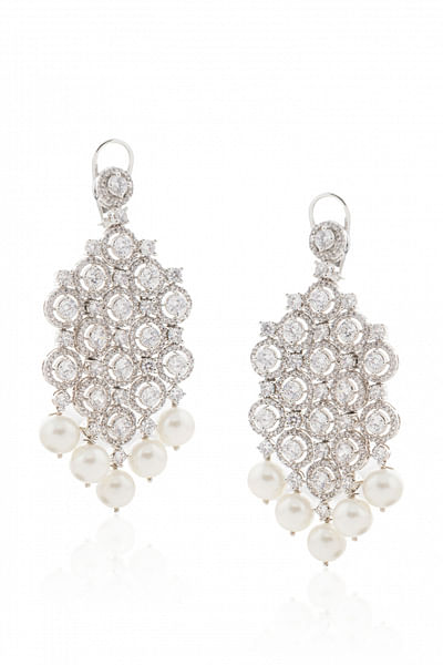 Diamonte chandelier pearl drop earrings