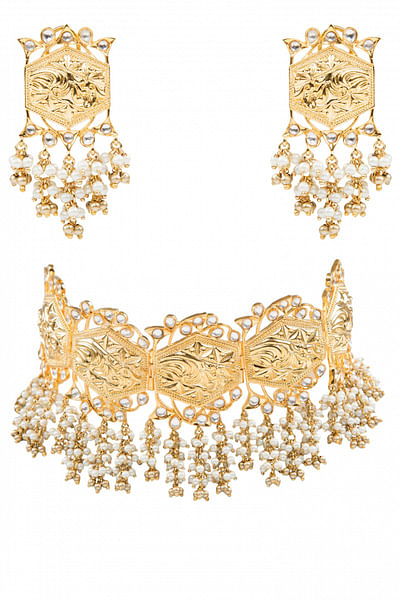 Gold kundan choker necklace set