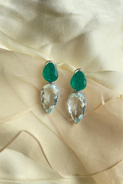 Green crystal cocktail earrings