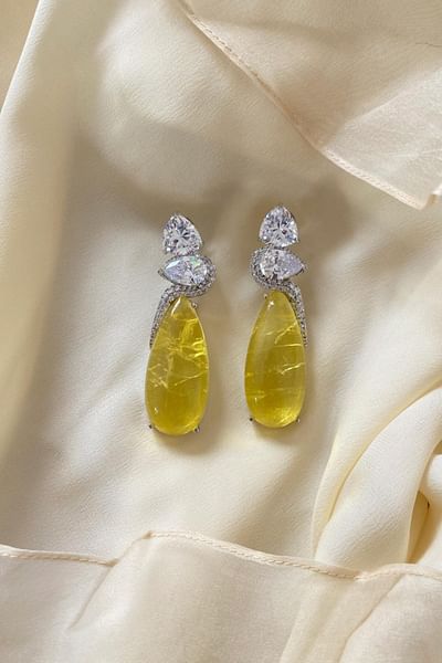 Yellow doublet cocktail earrings