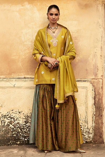 Multicolour printed sharara set