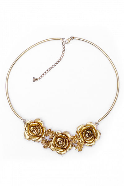 Rose accented choker