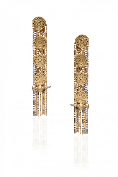 Gold tassel accented earrings