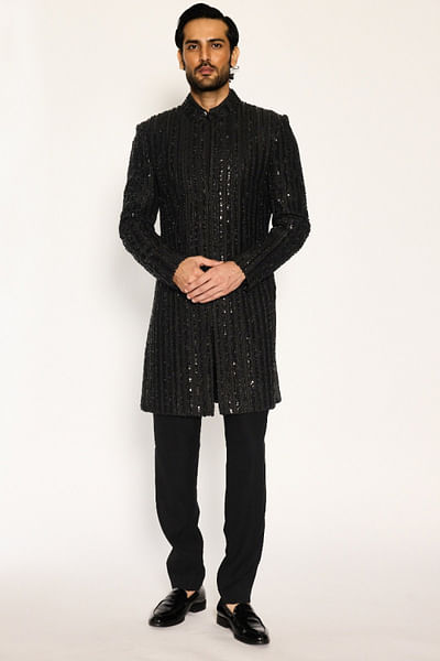 Black embroidered Indo-Western set
