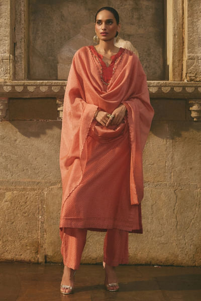 Pink printed kurta set