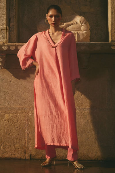 Pink print kurta set