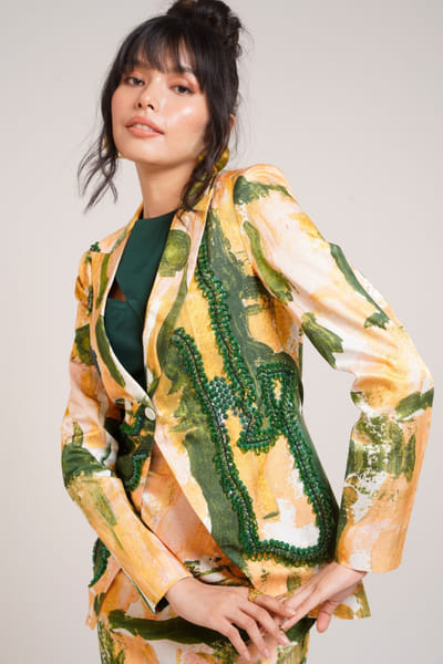 Advait Multicolour print embroidered blazer-skirt set ADVNOV25D139178
