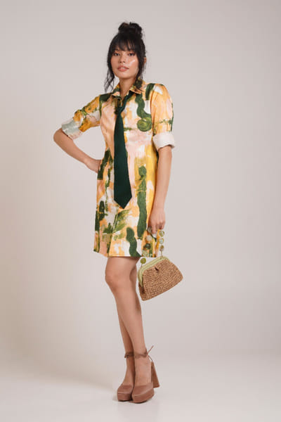 Multicolour printed shirt dress