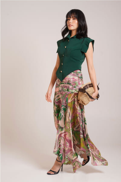 Advait Multicolour printed midi skirt set ADVNOV25D139163
