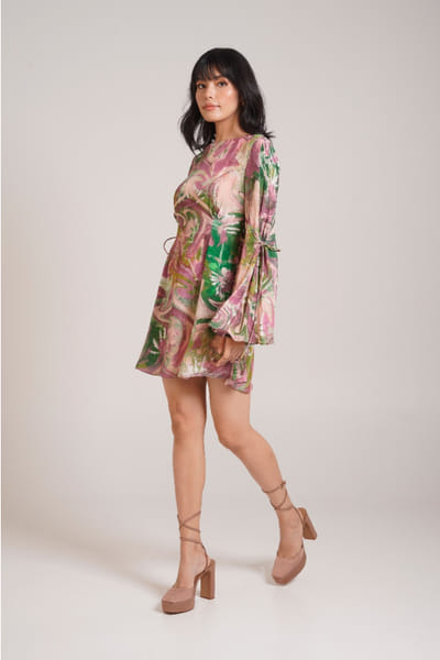Multicolour printed short dress