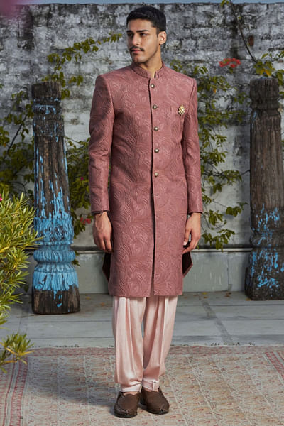 Dusty rose embroidered Indo-Western jacket