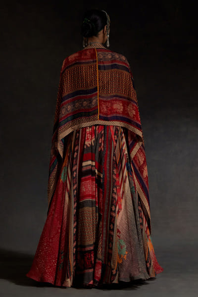 Aseem Kapoor Red bead embroidery skirt set ASEEAPR26D242830