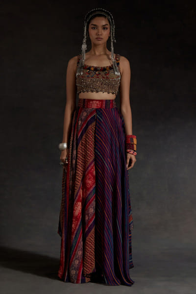Aseem Kapoor Multicolour bead embroidered skirt set ASEEAPR26D242834