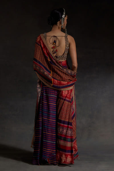 Aseem Kapoor Multicolour thread embroidered silk skirt set ASEEAPR26D242835