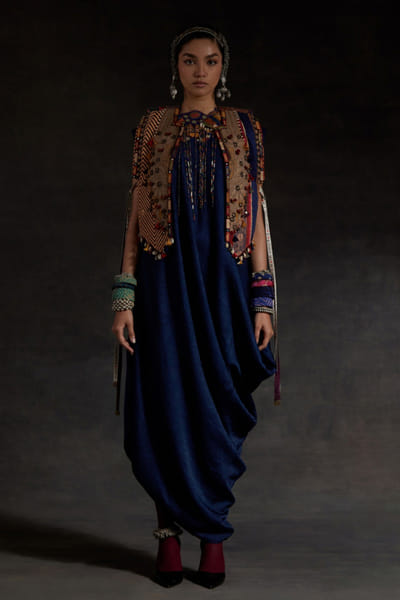 Multicolour beaded gilet dress