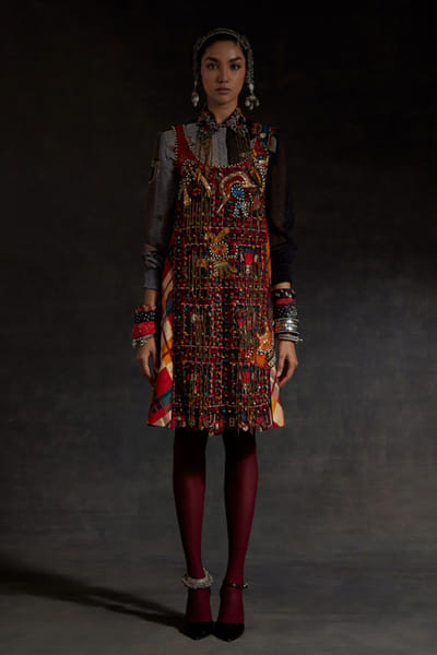 Multicolour resham embroidered shirt and dress