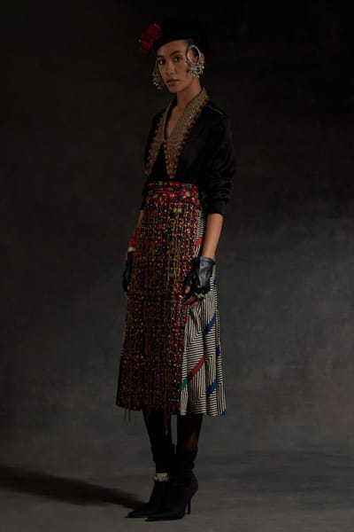 Black zari embroidered skirt set