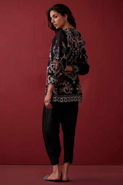 Misha Lakhani Black embellished tunic set MISHMAY26D343967