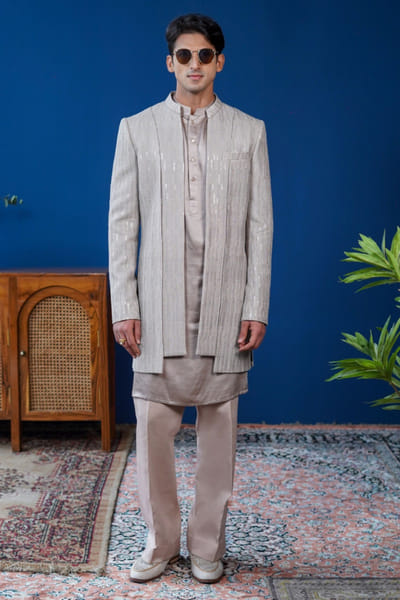 Grey embroidered Indo-Western jacket