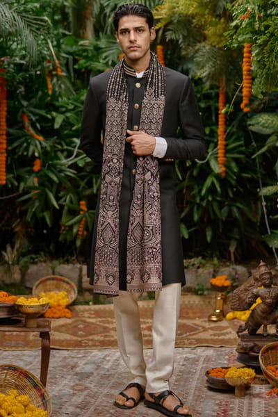 Black Indo-Western achkan