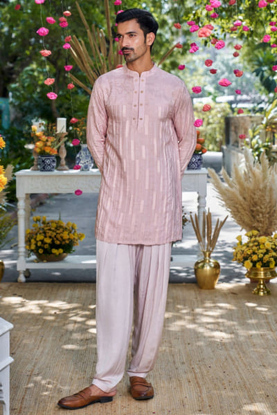 Pink embroidered kurta