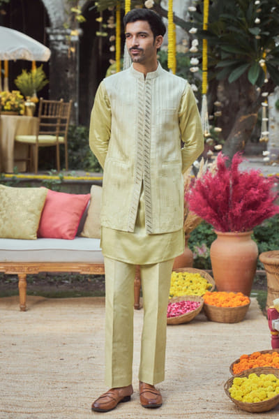 Lime green embroidered bandi