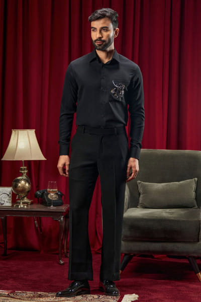 Black embroidered shirt