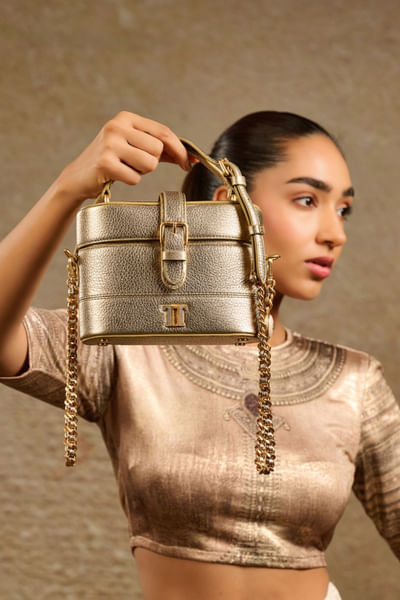 Gold leather structured bag