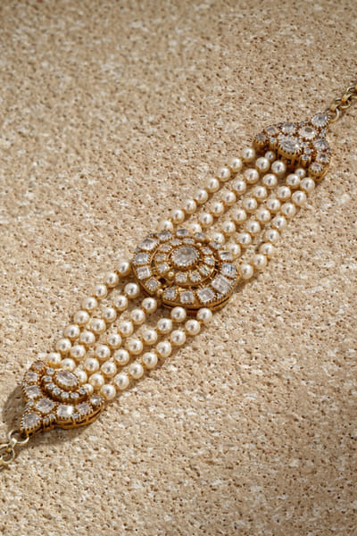Tarun Tahiliani Gold pearl encrusted bracelet TARJAN26D235581