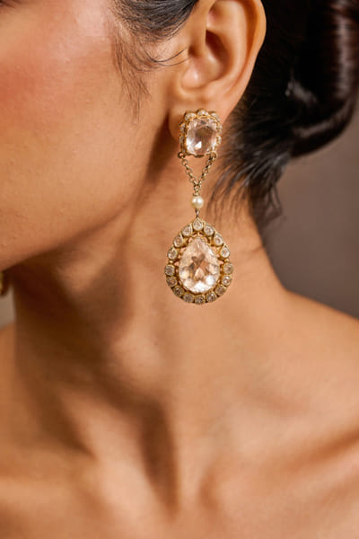 Gold zircon encrusted earrings