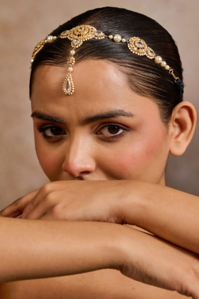 Gold Swarovski embellished matha patti