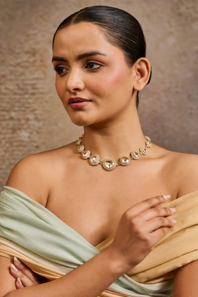 Gold crystal encrusted necklace