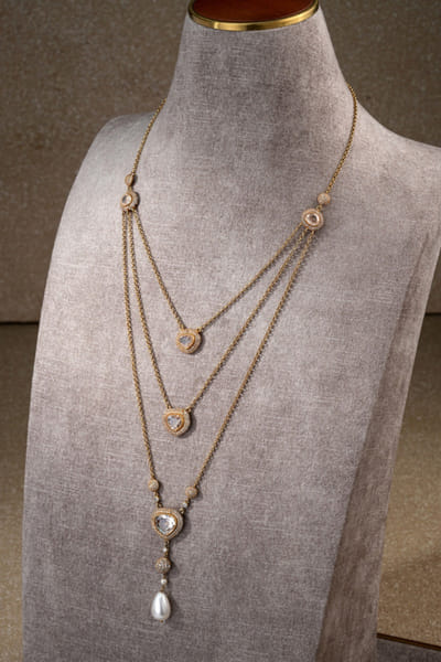 Tarun Tahiliani Gold diamond studded layered necklace TARJAN26D235576