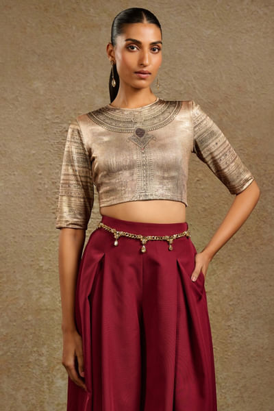 Gold Swarovski pearl embellished belt