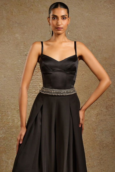 Gunmetal crystal embellished chain belt