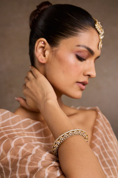 Gold Swarovski pearl embellished bracelet