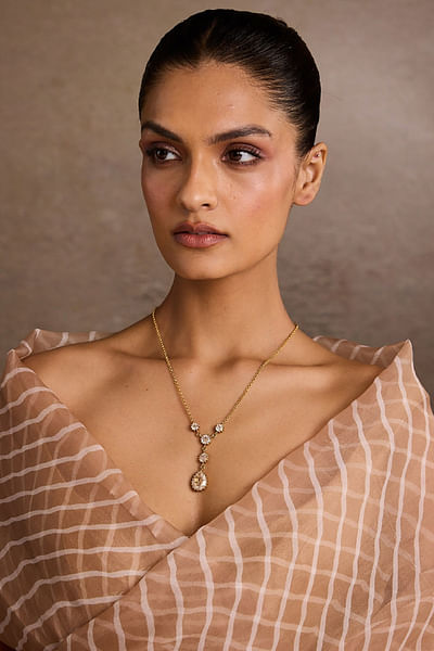 Gold plated zircon pendant necklace