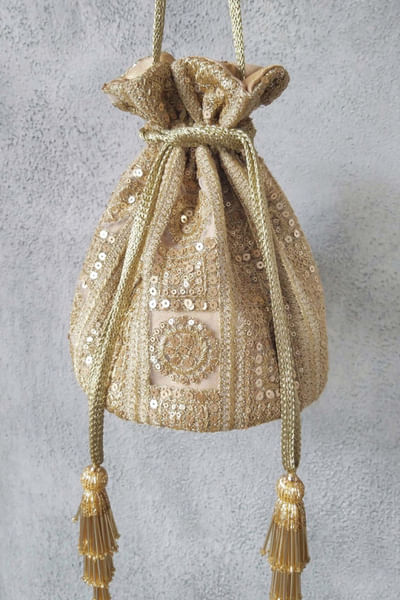 Golden embroidered potli bag