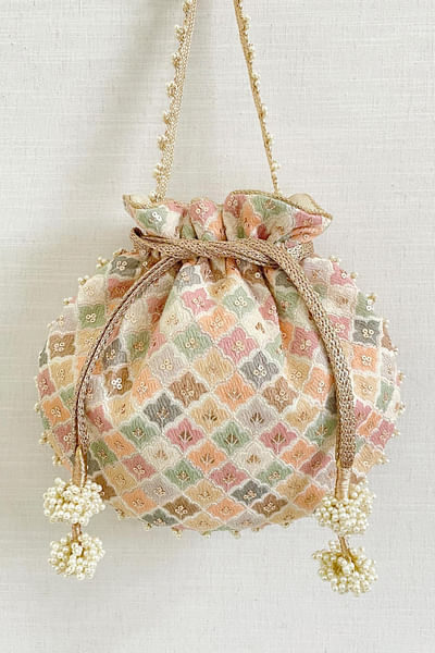 Pastel embroidered potli bag