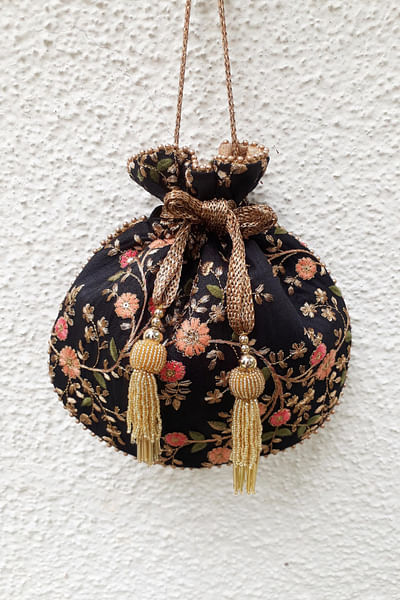 Floral embroidered potli bag