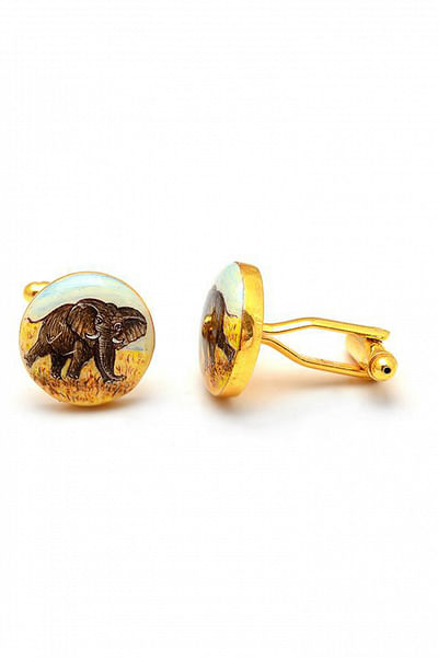 Gold elephant cufflinks