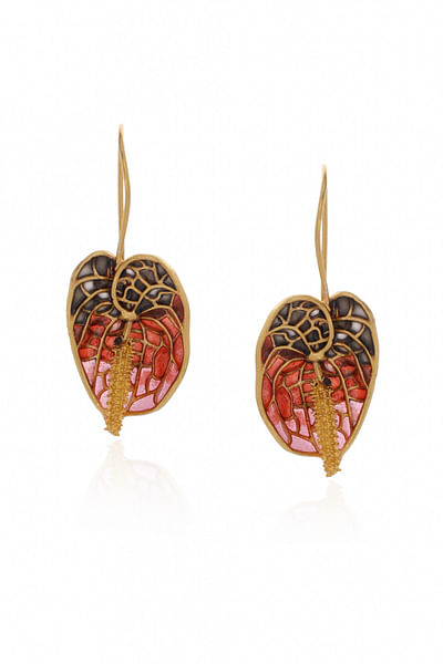 Gold anthurium earrings