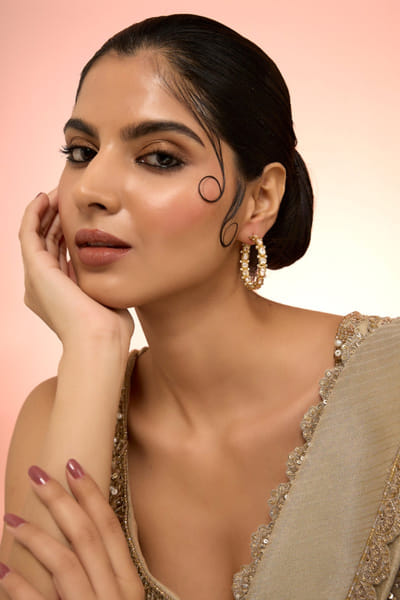 Karisa White embellished hoop earrings KARIAPR26D143381