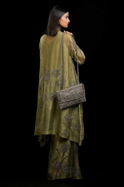Silver embellished bag