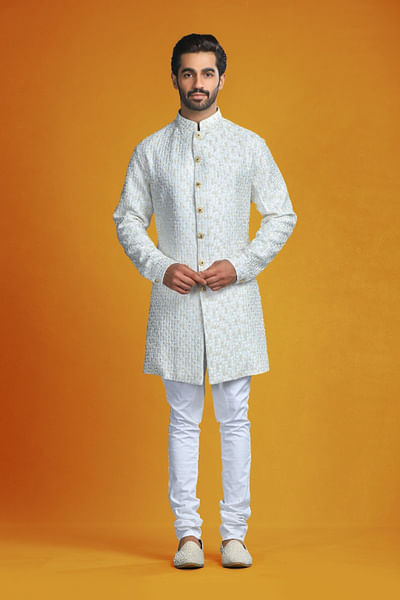 Ivory leaf embroidered bandi and kurta
