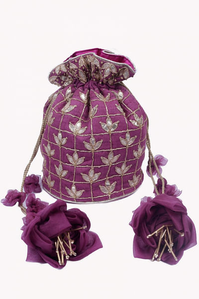 Purple embroidered potli